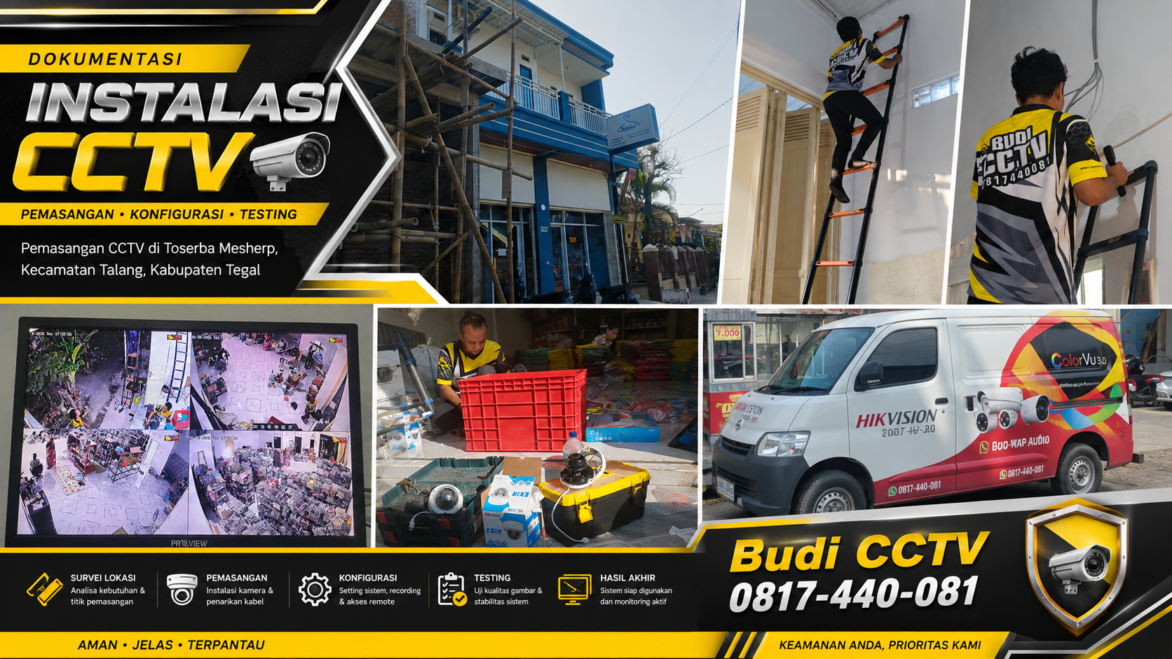 Pasang CCTV HiLook IP Camera di Toko Melshop Tegal dengan Instalasi Rapi