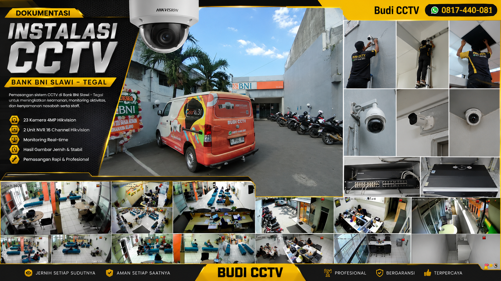 Sistem Penyimpanan CCTV Hikvision Bank BNI Slawi